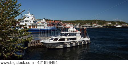 Marina of the Norwegian fishing town Hvaler . June 19,2018. Hvaler,Norway
