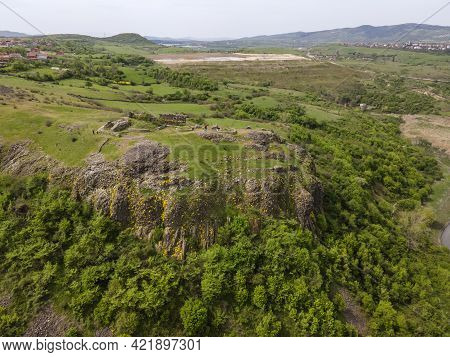 Aerial View Of Ruins Of Ancient Vishegrad Fortress On The Southern Coast Of Studen Kladenets Reservo