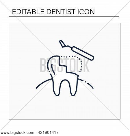 Restorative Dentistry Line Icon. Tooth Care Includes Dental Implants, Dental Bridges, Dental Bonding