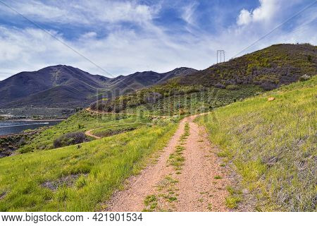 Deer Creek Reservoir Dam Trailhead Hiking Trail  Panoramic Landscape Views By Heber, Wasatch Front R