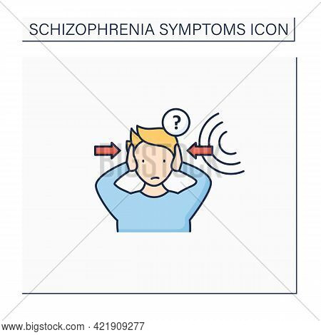 Auditory Hallucinations Color Icon. False Sound Perceptions. Paracusia. Schizophrenia Symptoms Conce