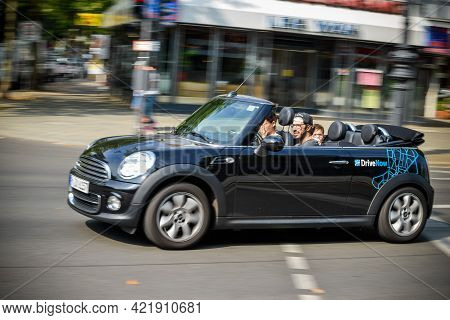 Germany - August 2015: Close-up On A Company Sign On The Minicooper For The Rental From A Company Ca