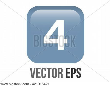 Vector Shinny Gradient Blue Keycap White Digit Four Icon Button