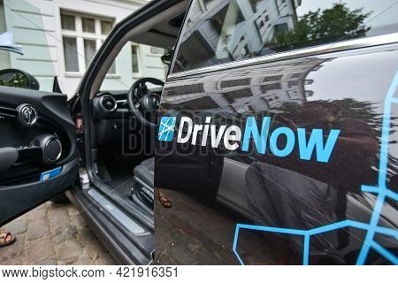 Germany - August 2015: Close-up On A Company Sign On The Minicooper For The Rental From A Company Ca