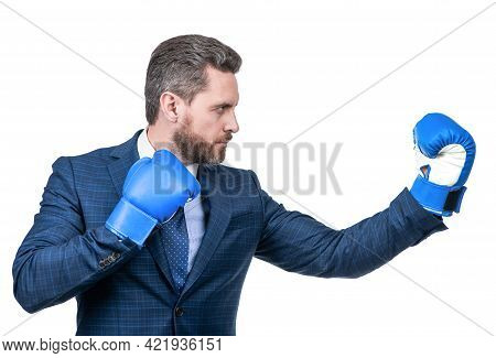 Punching. Successful Ceo Boxer. Relentless Struggle And Success.