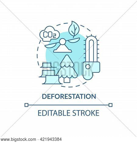 Deforestation Concept Icon. Human Carbon Emissions Cause Abstract Idea Thin Line Illustration. Tropi