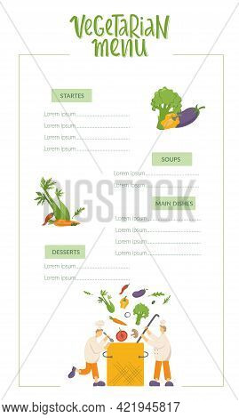 Vegetarian Menu, Cooks Are Cooking Vegetable Soup On Kitchen In Restaurant. Funny Chef Men Making Ve