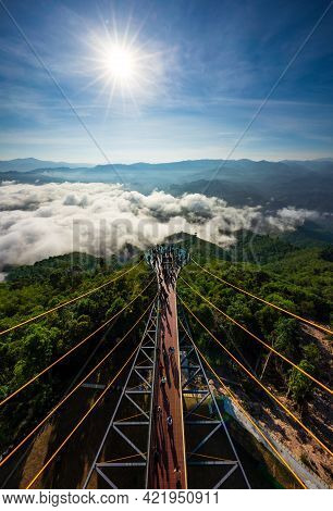 Tourist Visited Sea Of Fog In The Morning,  Longest Skywalk In Asia, Aiyerweng, Betong, Yala, Thaila