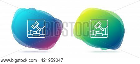 Set Line Online Internet Auction Icon Isolated On White Background. International Trade Concept. Inv