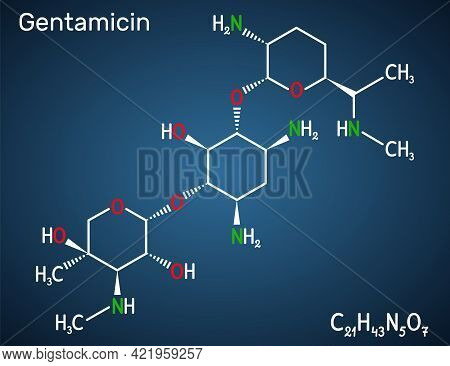 Gentamicin Molecule. It Is Broad-spectrum Aminoglycoside Antibiotic. Structural Chemical Formula On 