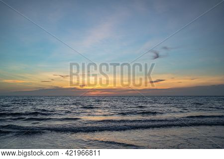 Beautiful Idyllic Seascape Sunset View On Kohkood Island In Low Season Travel.koh Kood, Also Known A