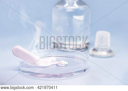 Sulfuric Acid In Petri Dish, Melting Plastic Spoon, Corrosive Acid In Action