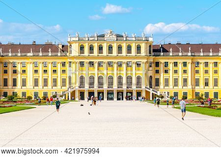 Vienna, Austria - 23 July, 2019: Schonbrunn Palace, German: Schloss Schonbrun, Baroque Summer Reside