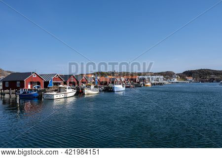 April 17, 2021 - Hamburgsund, Sweden: A Picturesque Fishing Village On The Swedish West Coast. Tradi