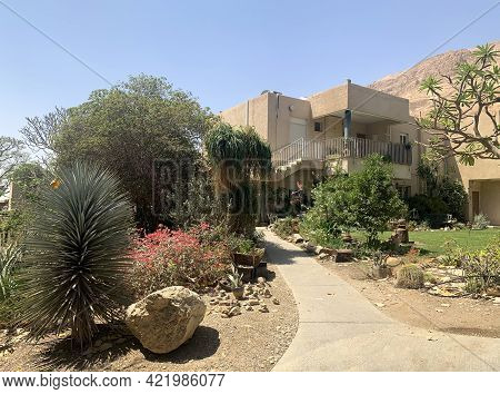 Ein Gedi, Israel - April 25, 2021: Zimmers In The Unique Ein Gedi Botanical Garden On The Shores Of 
