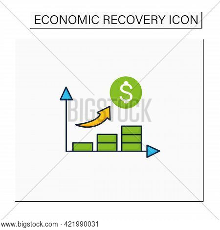 Economic Growth Color Icon. Upswing Period. Key Indicators Rise. Money Inflation.business Concept. I