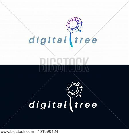 Modern Digital Tree Logo Designs Concept Vector, Tech Tree Logo Symbol Vector