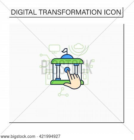 Electronic Government Color Icon. Modern Technologies. Digitalization. Solving Public Affairs Online