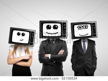 Businesspeople With Tv Head