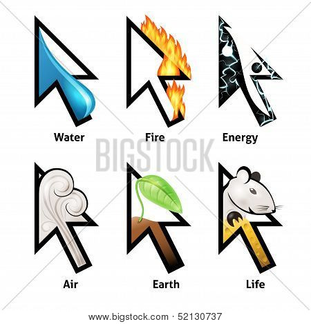 Awesome cursor set with elements of life