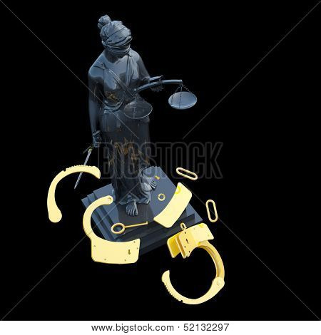 Lady of Justice  statue and handcuffs