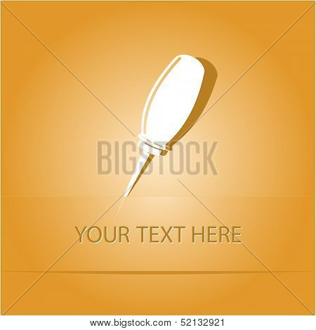 Awl. Paper sticker as bookmark. Vector illustration. Eps10.