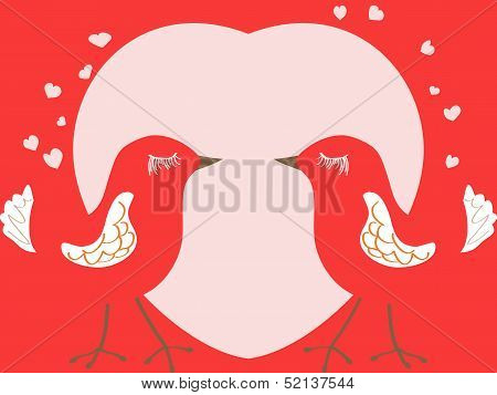 Valentine's Day Card With Birds And Heart