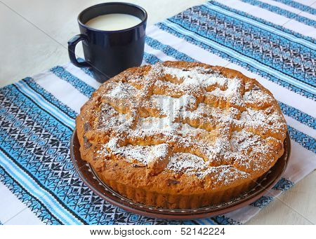 Curd Pie And Cup With Milk