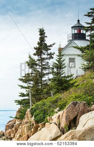 Bass Harbor Light Station Overlooking The Bay