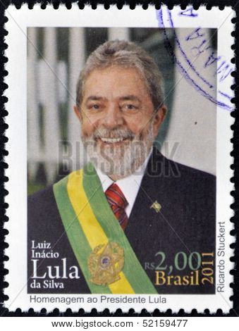 Brazil - Circa 2011: A Stamp Printed In Brazil Shows Lula Da Silva, Circa 2011