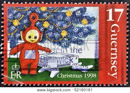Guernsey - Circa 1998: A Stamp Printed In Guernsey Shows Po, A Teletubbies, Circa 1998