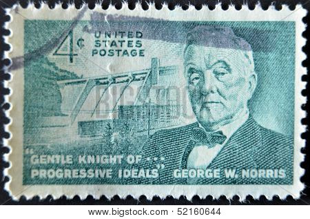 United States - Circa 1961: Stamp Printed In Usa Shows Senator George W. Norris, Circa 1961