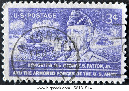 United States - Circa 1953: Stamp Printed In Usa, Shows General Patton, Circa 1953