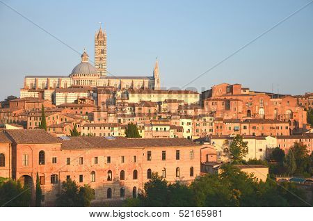 Gorgeous panorama of Siena at sunset, Tuscany, Italy