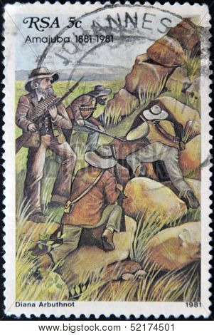 Republic Of South Africa - Circa 1981: A Stamp Printed In Transkei Shows The Battle Of Amajuba