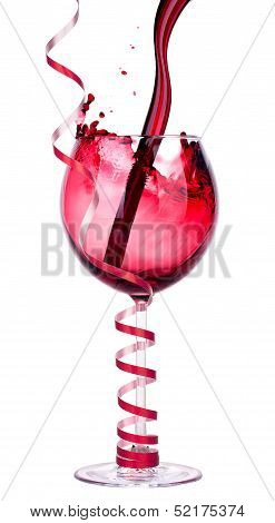 Red wine with christmas decoraion