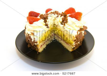 Strawberry Gateau mit Slice entfernt