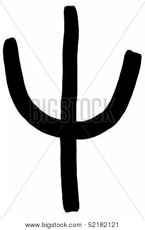Greek Letter Psi Hand Written In Black Ink