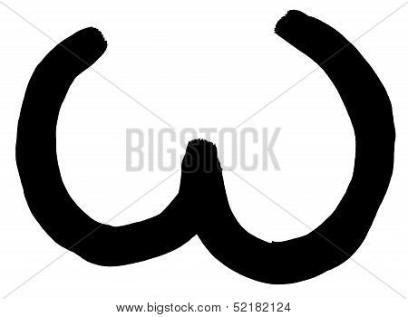 Greek Letter Omega Hand Written In Black Ink