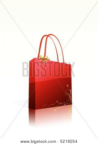 Rojo bolso de compras