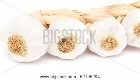Garlic Plait Isolated On White