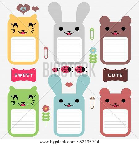 Cute animals set of scrapbook elements