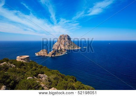 Ibiza Es Vedra view from Torre des Savinar Tower San Jose in Balearic Islands