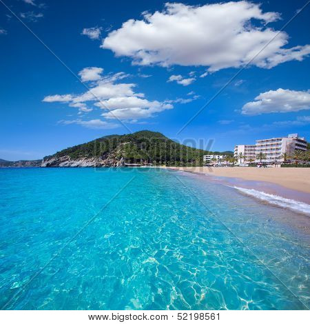 Ibiza caleta de Sant Vicent cala San vicente beach san Juan at Balearic Islands of spain