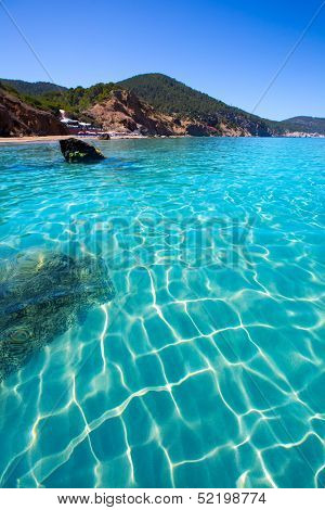 Ibiza Aigues Blanques Aguas Blancas Beach at Santa Eulalia Balearic Islands of spain