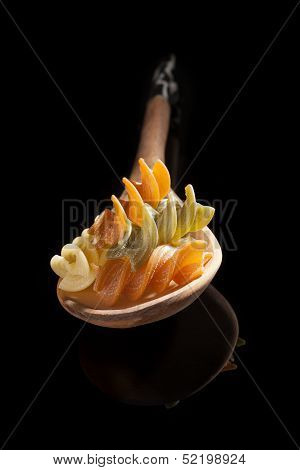 Fusilli On Wooden Spoon.