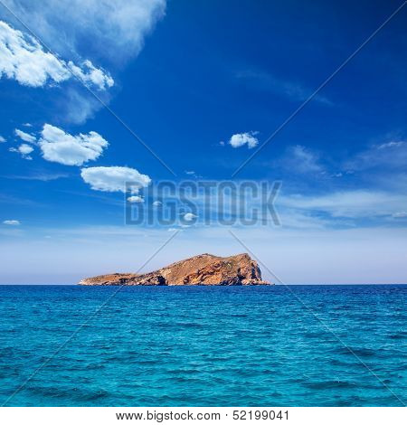 Ibiza Esparto Island view from sea in Balearic Islands of spain