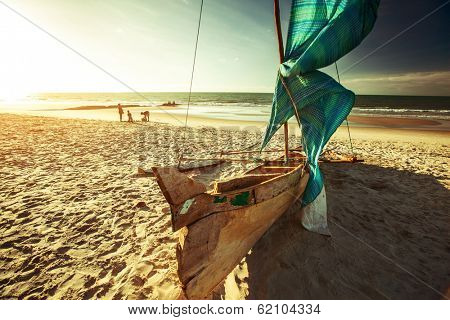 Traditional Malagasy sail boat. Morondava, Madagascar
