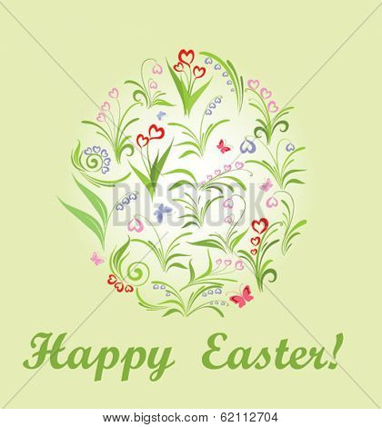 Greeting for easter with spring flowers