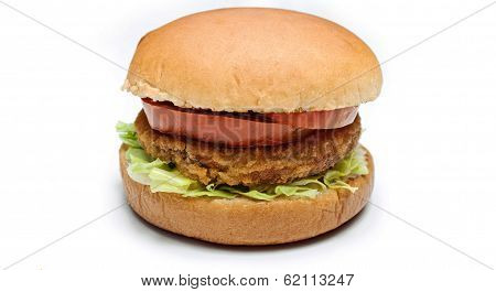 chicken burger on white background